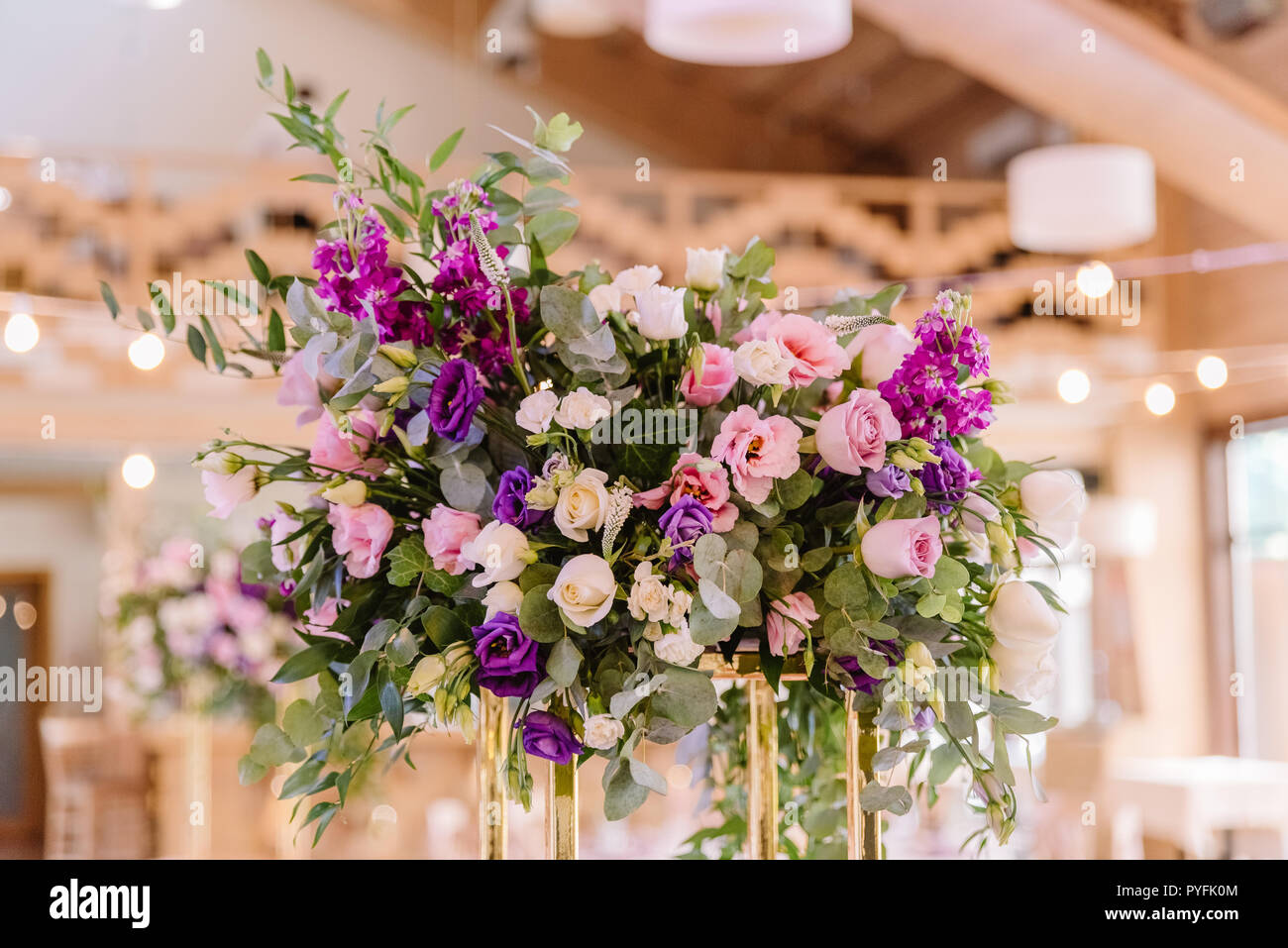 Volume magnificent composition from flowers at a wedding. Stock Photo