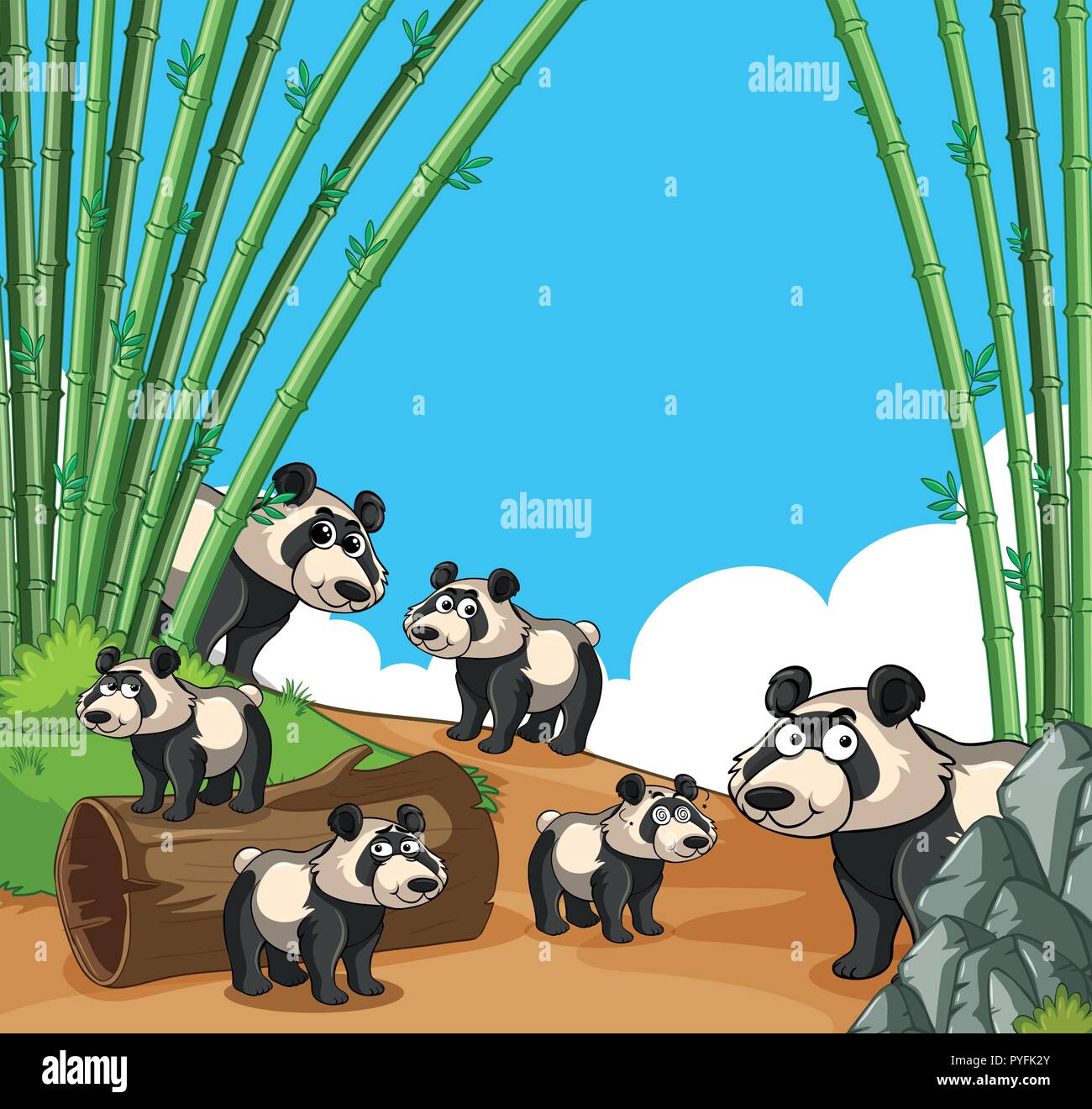 Many pandas in bamboo forest illustration Stock Vector Image & Art - Alamy