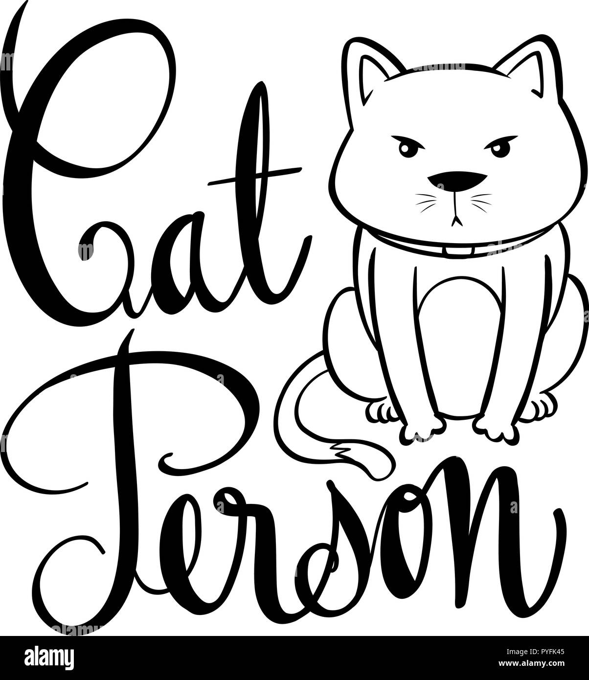 English phrase for cat person illustration Stock Vector