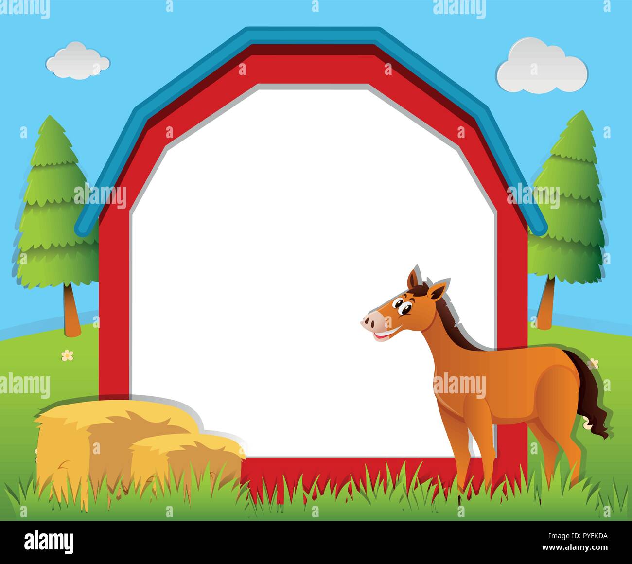 Border template with brown horse illustration Stock Vector Image &amp; Art ...