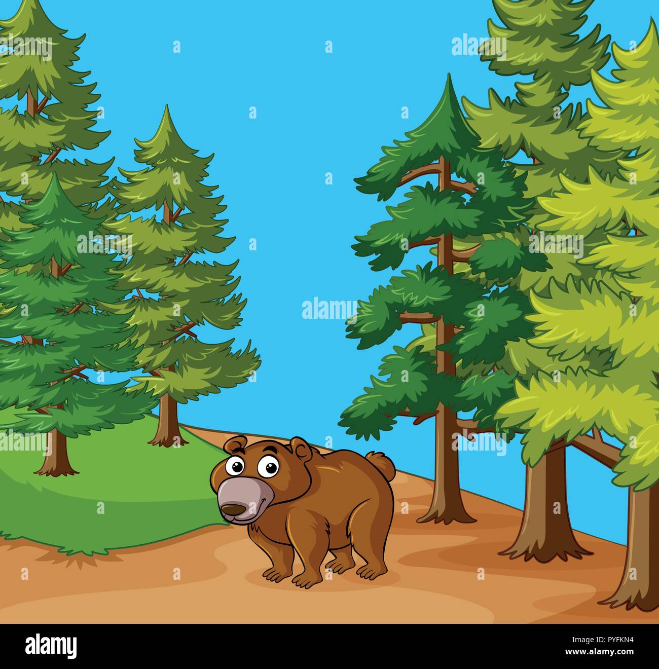 Grizzly bear in the forest illustration Stock Vector Image & Art - Alamy