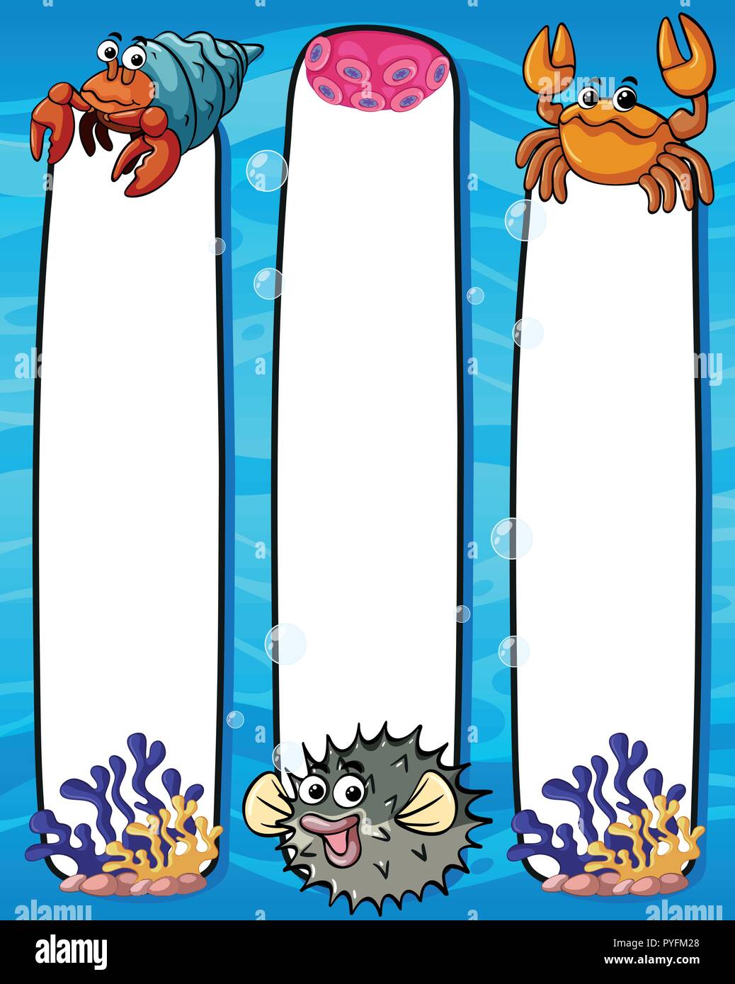Paper template with sea animals illustration Stock Vector Image & Art ...