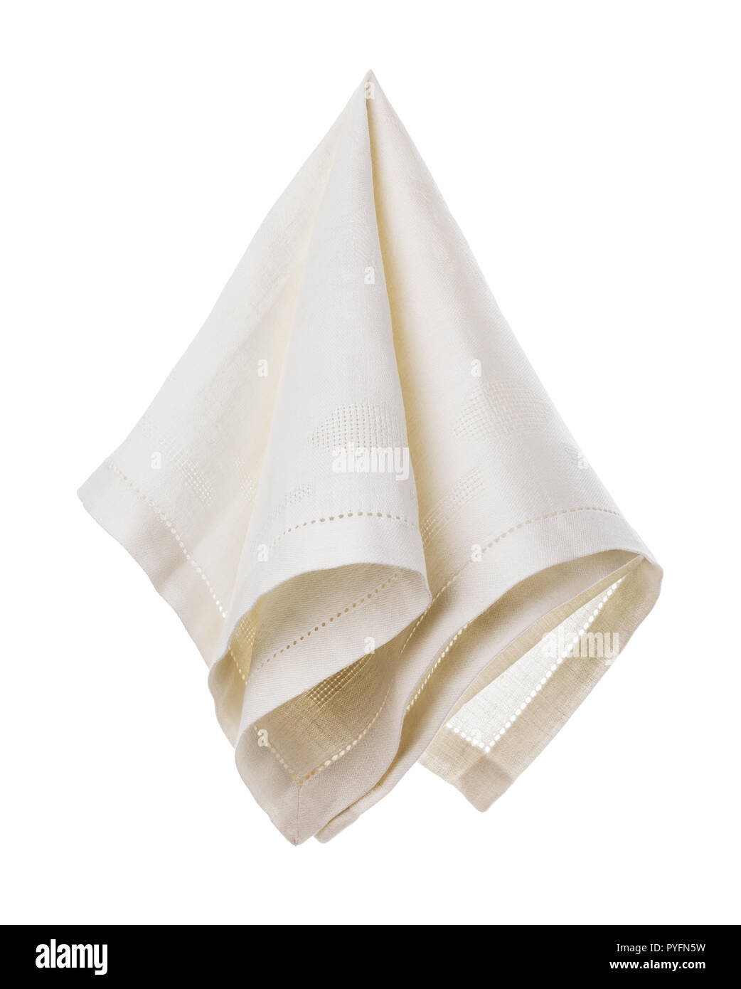 Light-colored cotton napkin isolated on white background Stock Photo