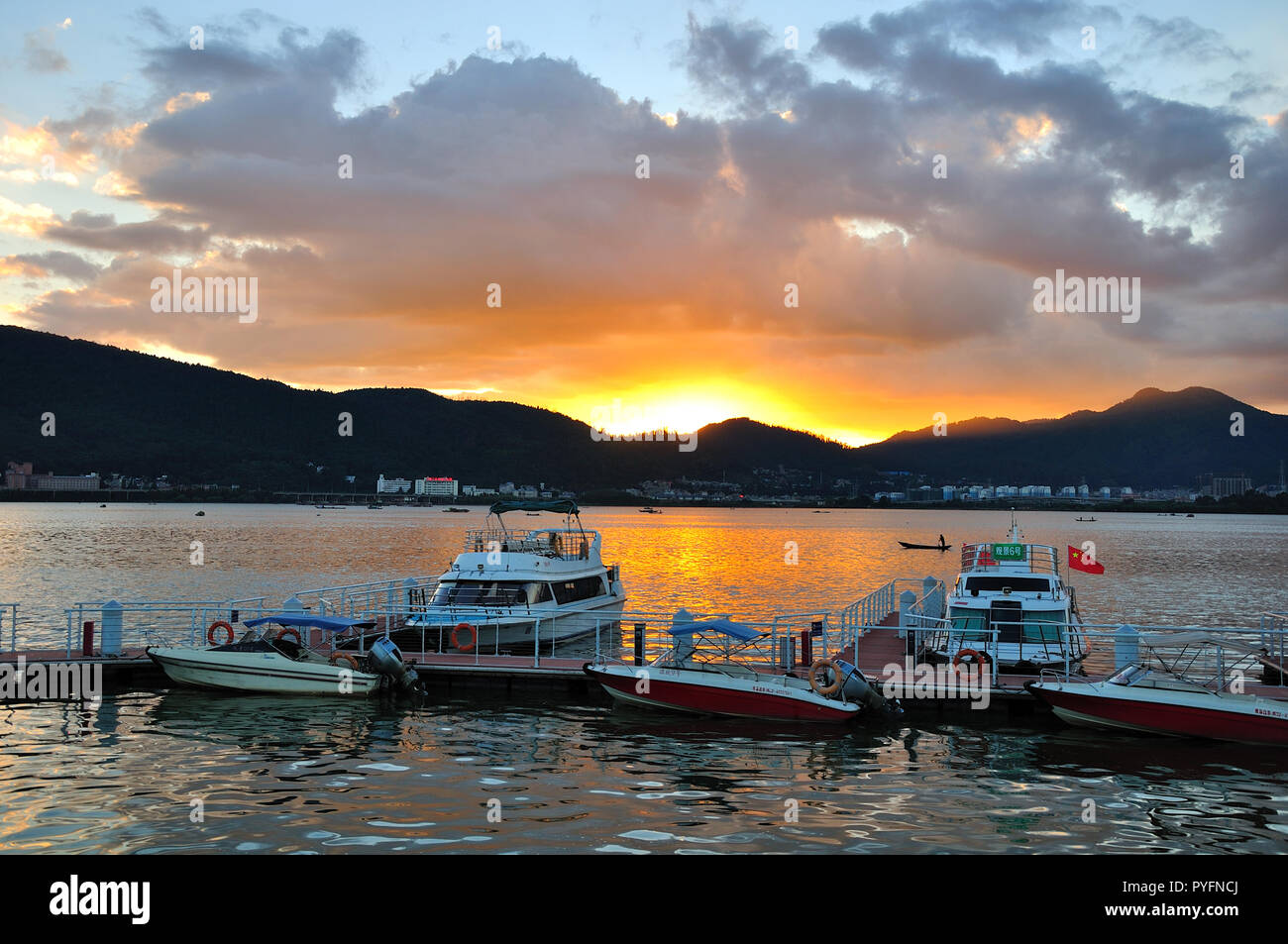 Sunset  Lake Stock Photo