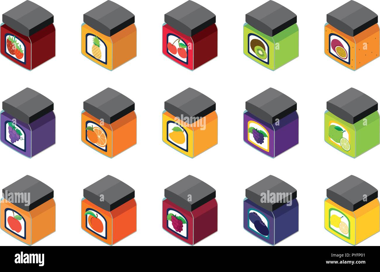 3D design for different flavor of jam illustration Stock Vector Image
