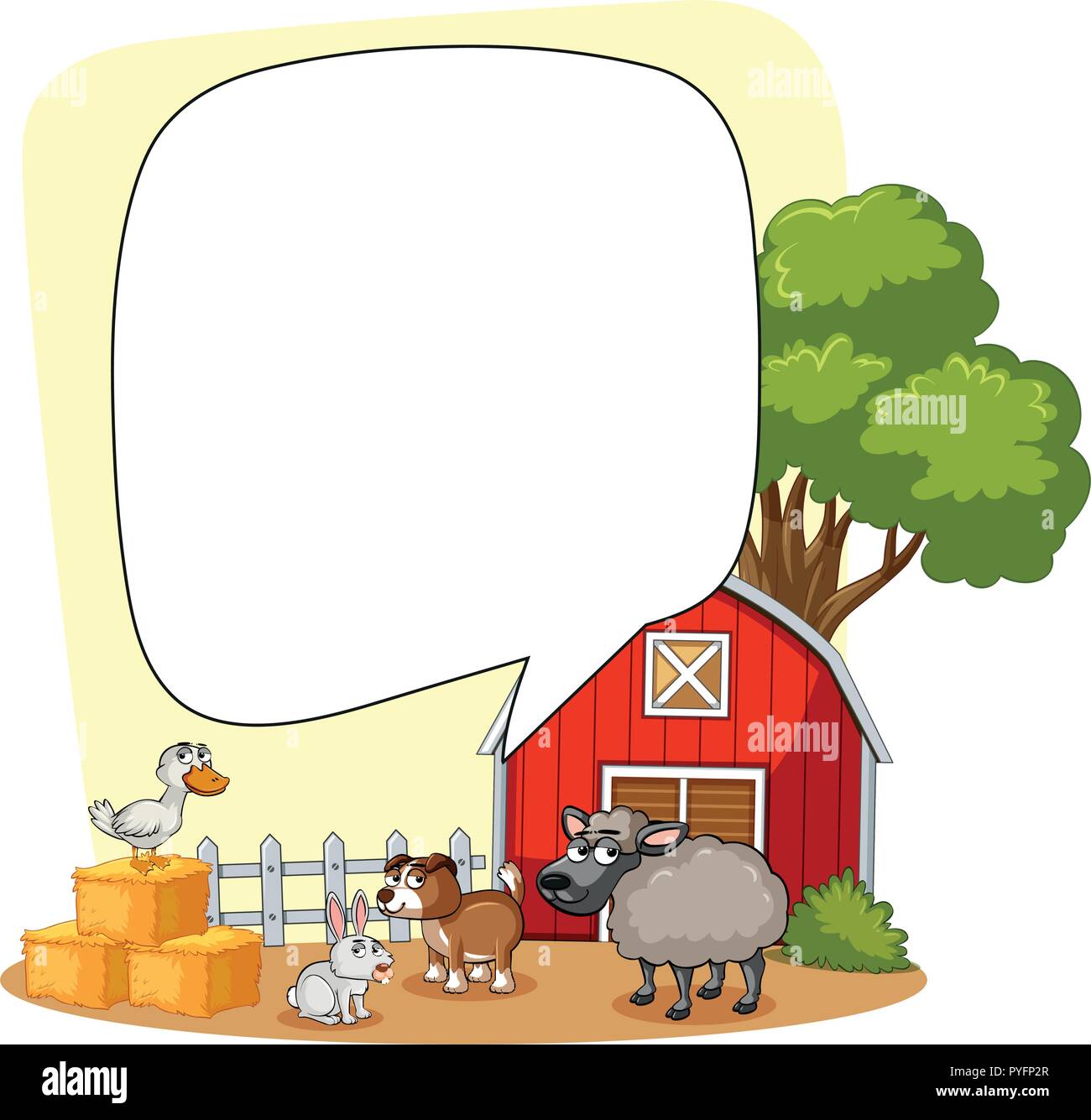 Farm scene with many animals illustration Stock Vector Image & Art - Alamy