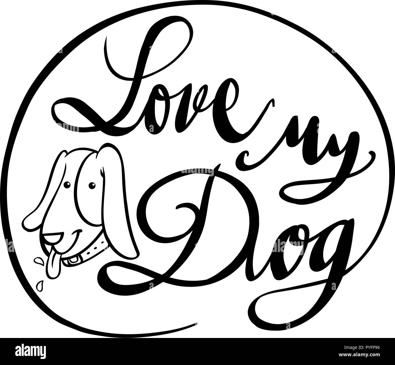 English phrase for love my dog illustration Stock Vector