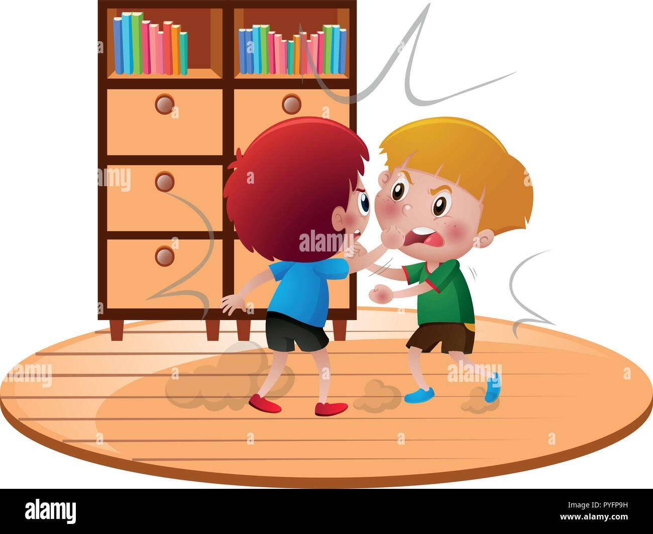 Two angry boys fighting illustration Stock Vector