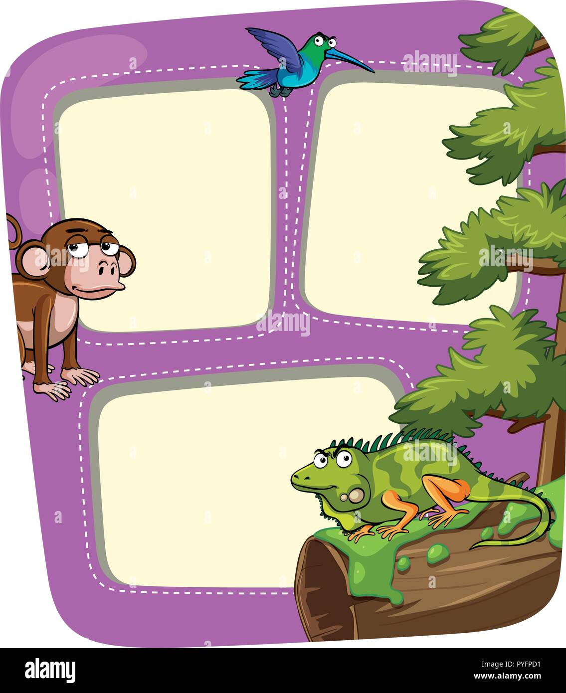 Frame template with many animals illustration Stock Vector Image & Art ...