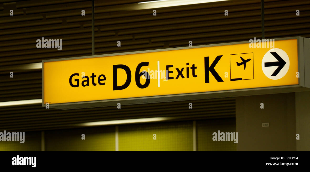 Gate D6 in Schiphol Airport, Amsterdam Stock Photo