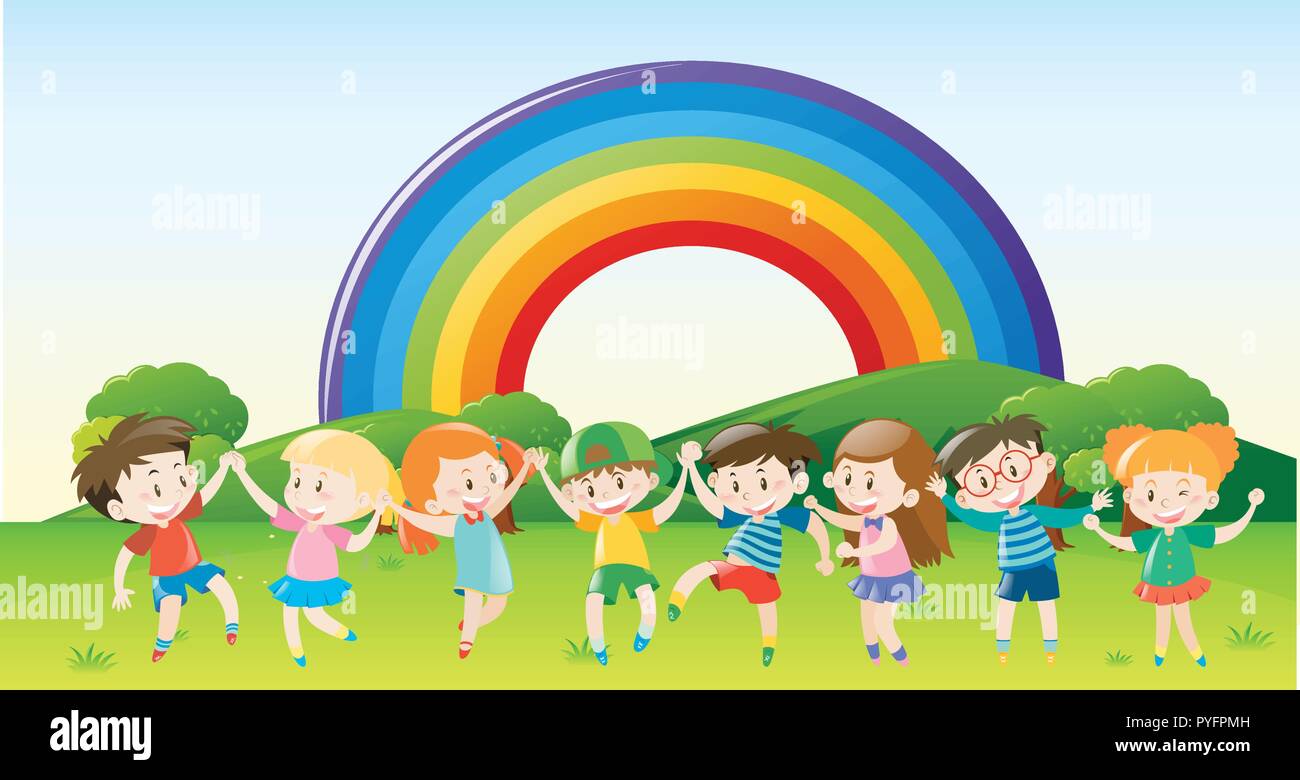 Happy children playing in park illustration Stock Vector Image & Art ...