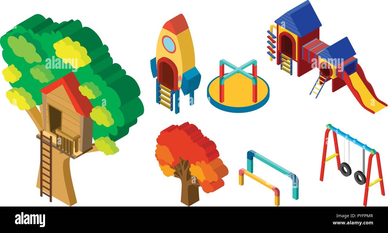 3D design for different stations at playground illustration Stock Vector