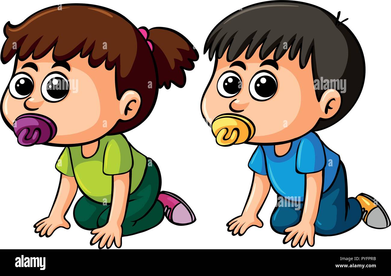 Girll and boy with happy face illustration Stock Vector Image & Art - Alamy