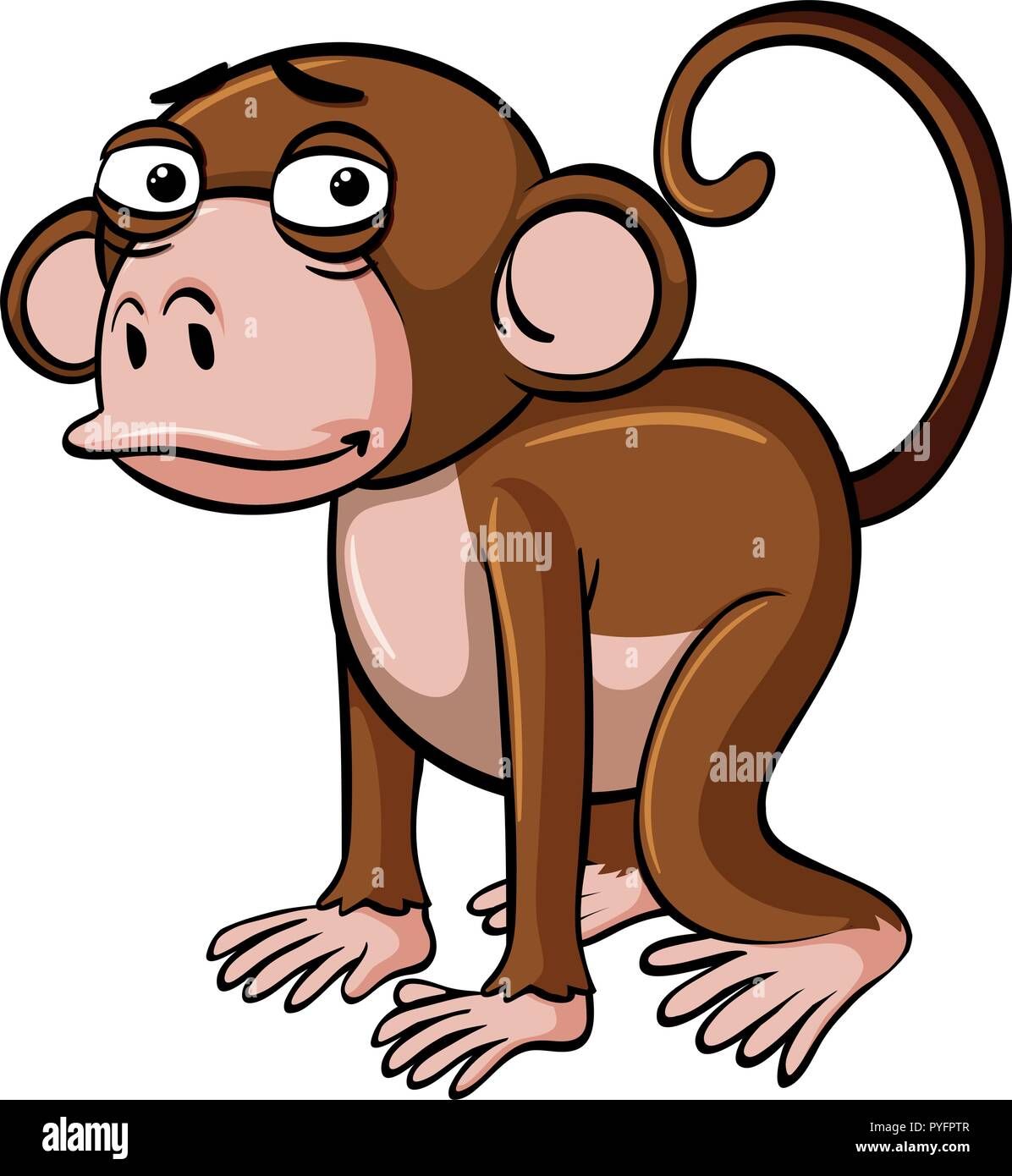 Brown monkey with sad face illustration Stock Vector Image & Art - Alamy
