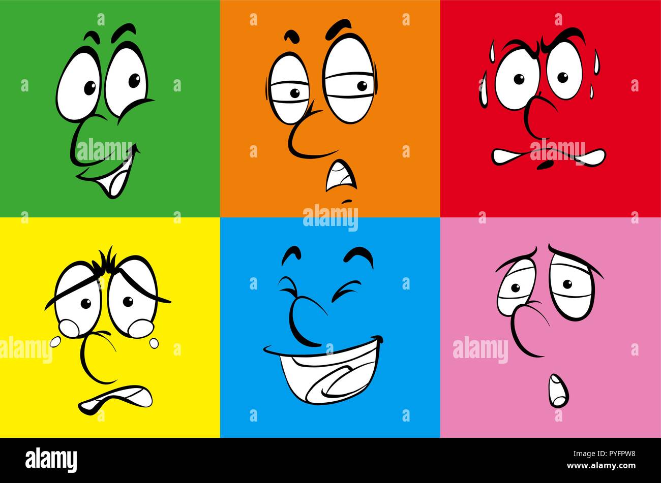 Faces on six different backgrounds illustration Stock Vector Image ...