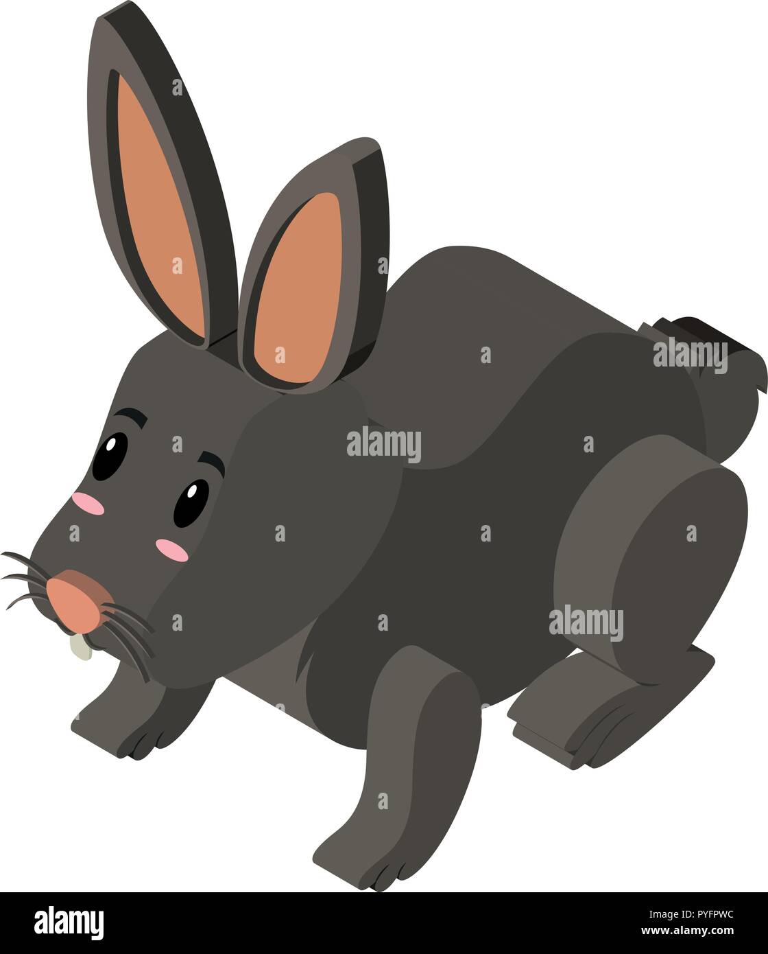 3D design for black rabbit illustration Stock Vector