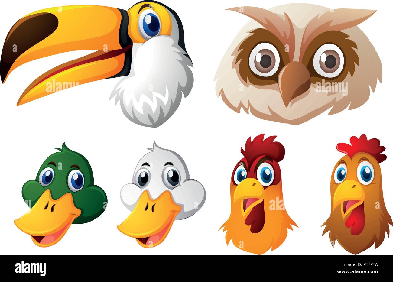 Animal heads on white background illustration Stock Vector Image & Art