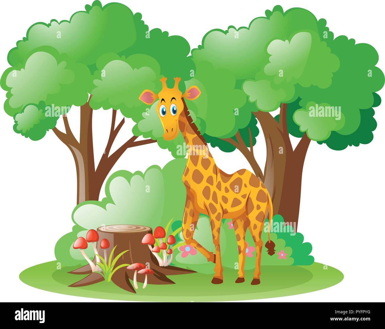 Wild giraffe in the forest illustration Stock Vector Image & Art - Alamy