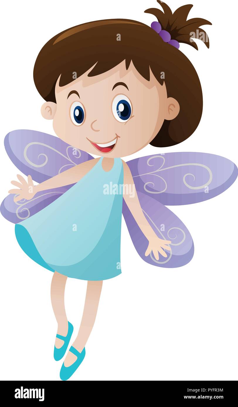 Girl with fairy wings illustration Stock Vector