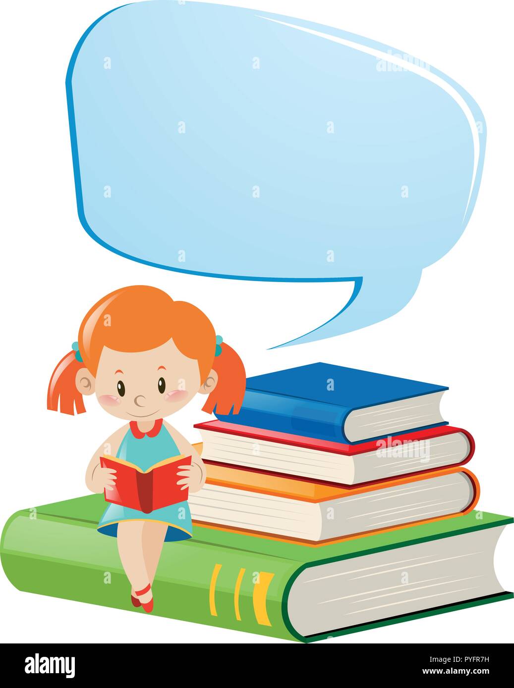 Speech bubble template with girl reading illustration Stock Vector ...