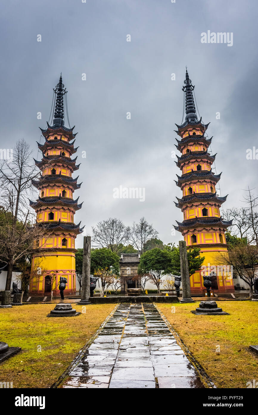 Twin Pagodas of Suzhou, China Stock Photo Alamy