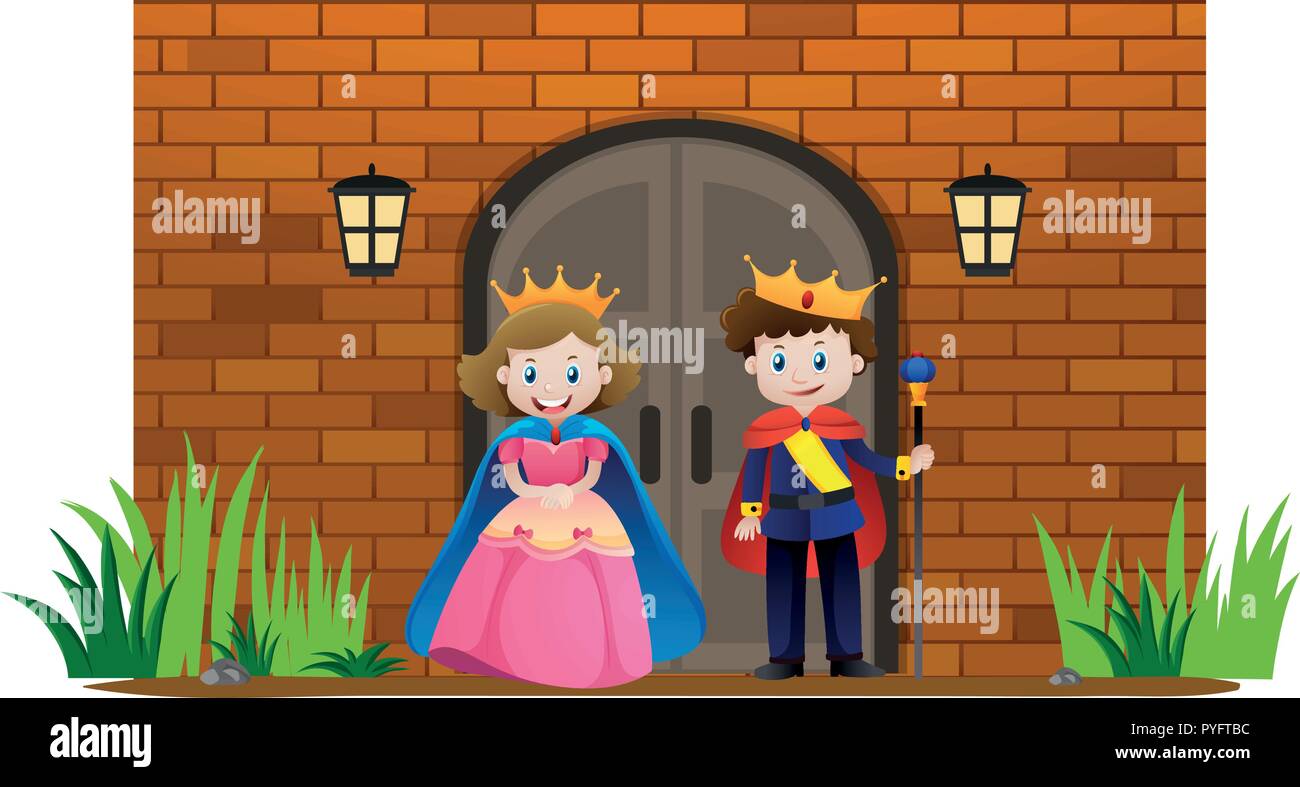 Prince and princess at the palace illustration Stock Vector Image & Art ...