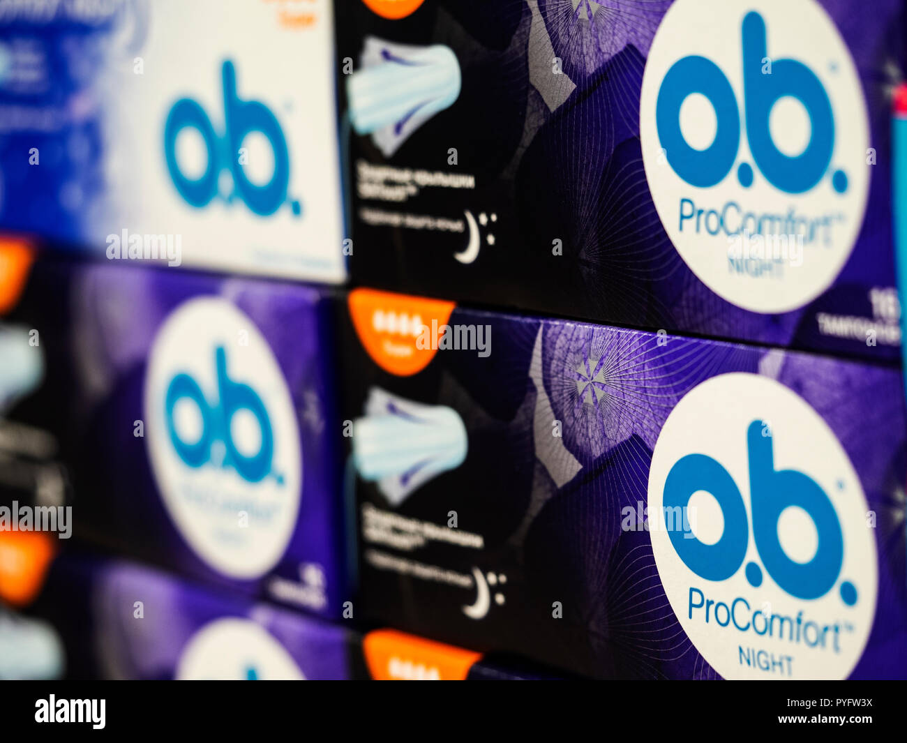 O.b. Pads seen in store. o.b. is a brand of tampon, originally