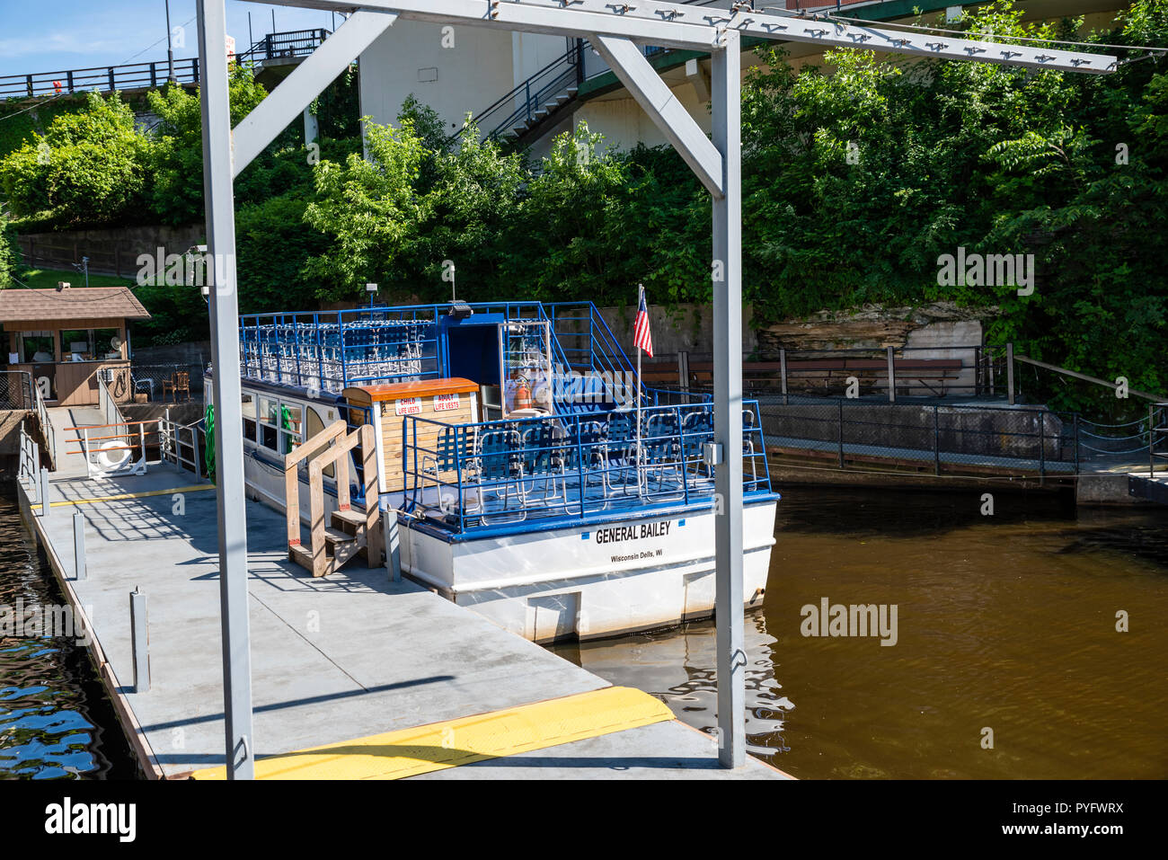 Tour boat dock used by Dells Boat Tours company. Wisconsin Dells