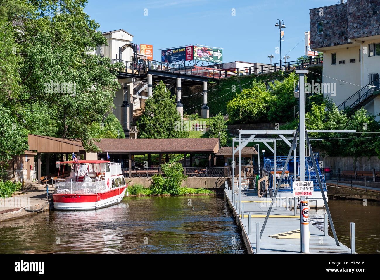 Tour boat dock used by Dells Boat Tours company. Wisconsin Dells