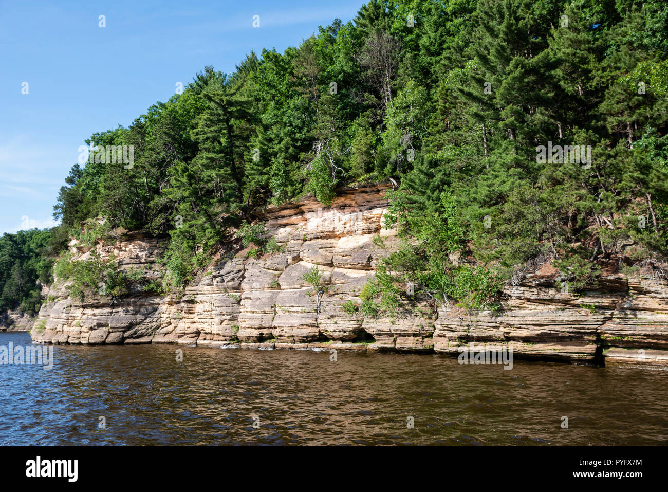 Eroded rock formations that make the Wisconsin Dells a tourist attraction. Wisconsin Dells