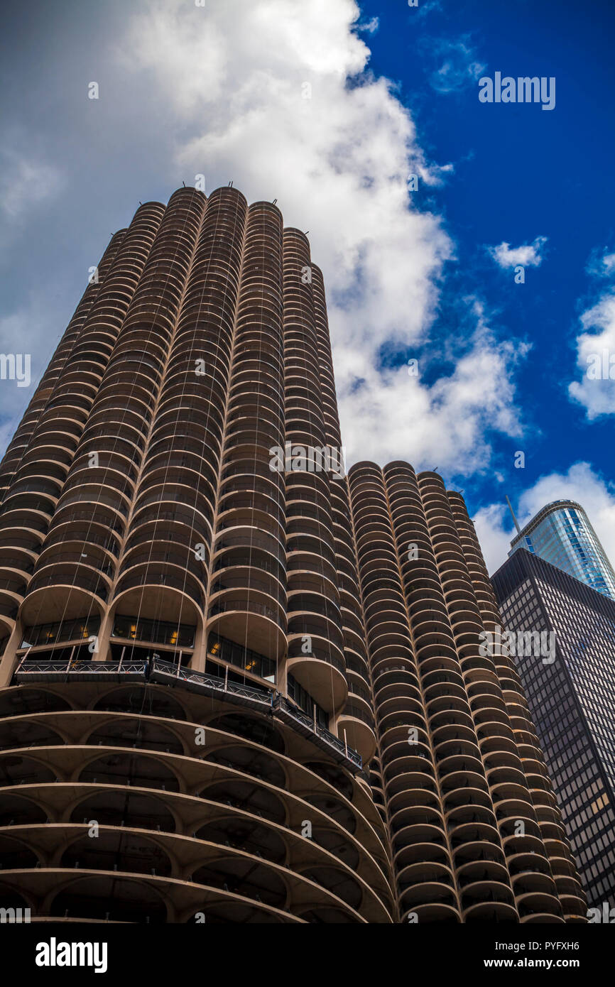 Marina City, circular parking garage. Chicago. Illinois, USA, Stock Photo,  Picture And Rights Managed Image. Pic. D65-310289