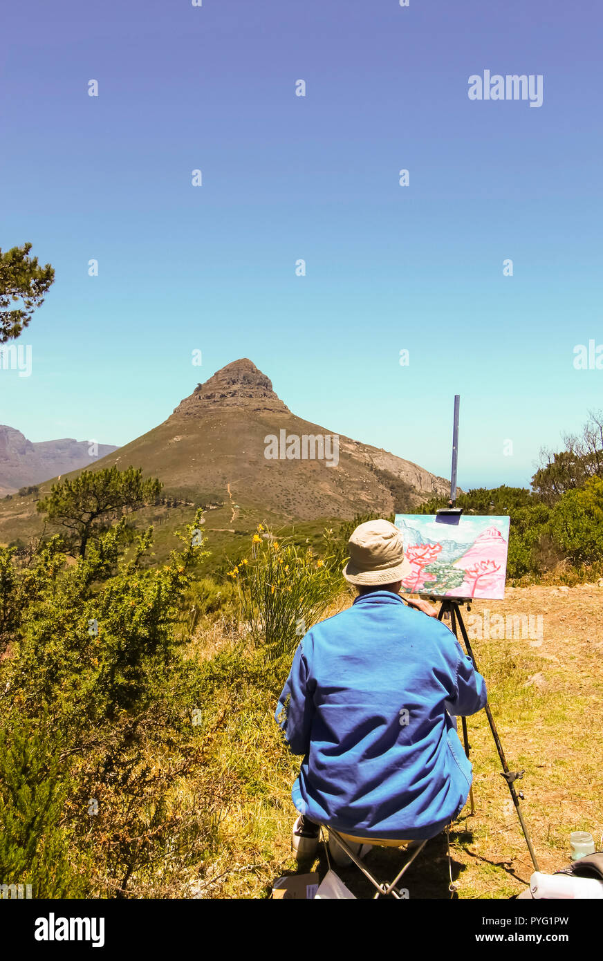 Cape Town 2011 An artist painting Table Mountain Stock Photo Alamy