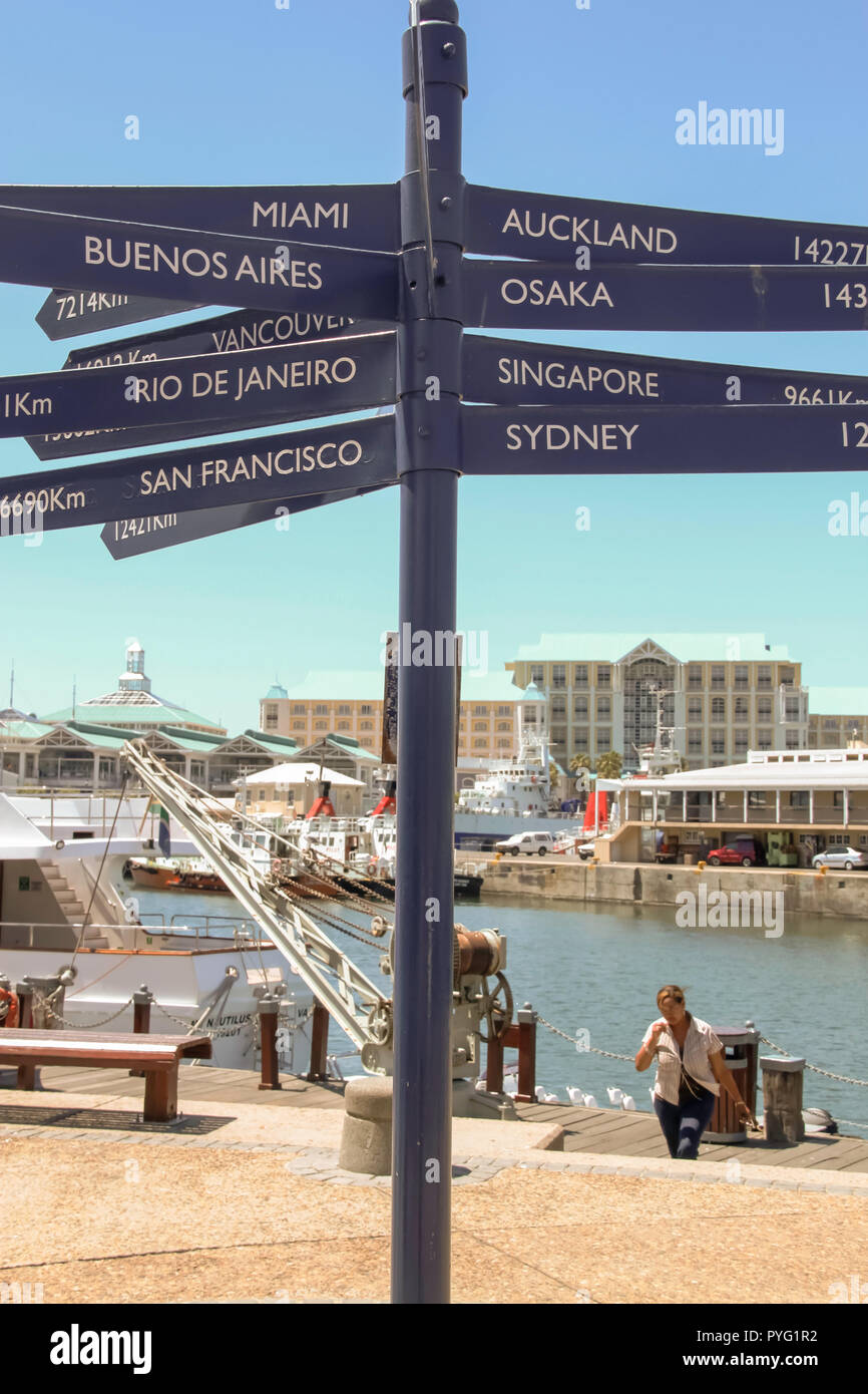 Cape Town 2011 Signs showing distances to major countries from