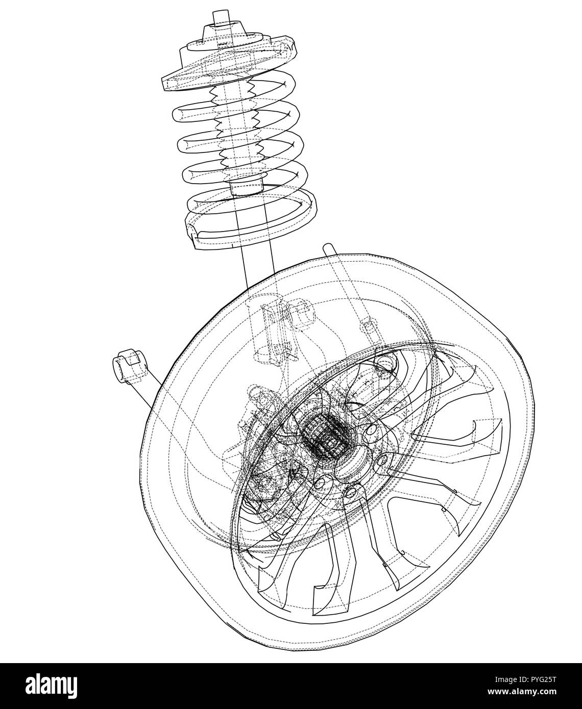Car suspension with wheel tire and shock absorber Stock Vector Image