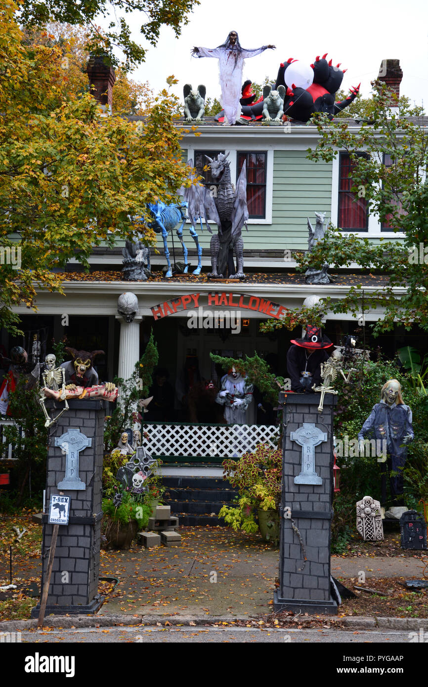 Raleigh, North Carolina / USA, October 27, 2018 A home in the historic