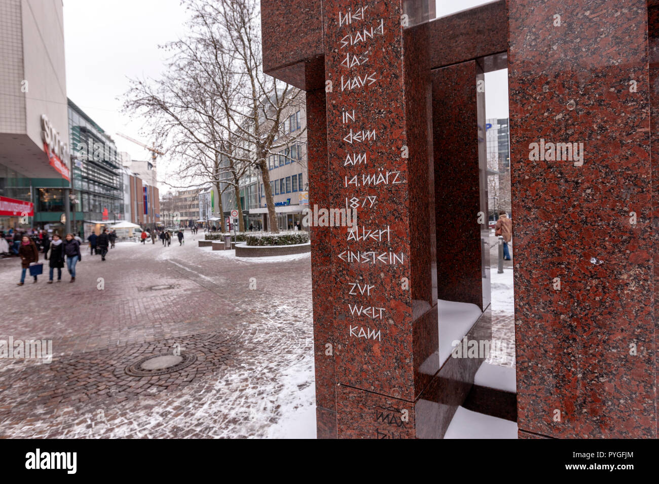 Albert Einstein Denkmal, Bahnhofstrasse , Ulm, Baden-Württemberg, Germany Stock Photo