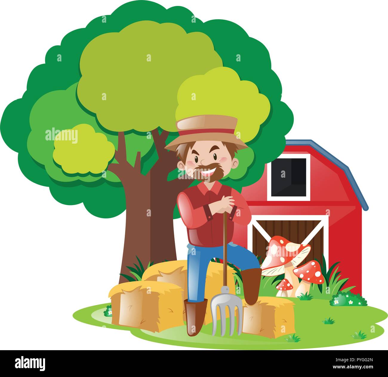 Farmer working in farm illustration Stock Vector Image & Art - Alamy