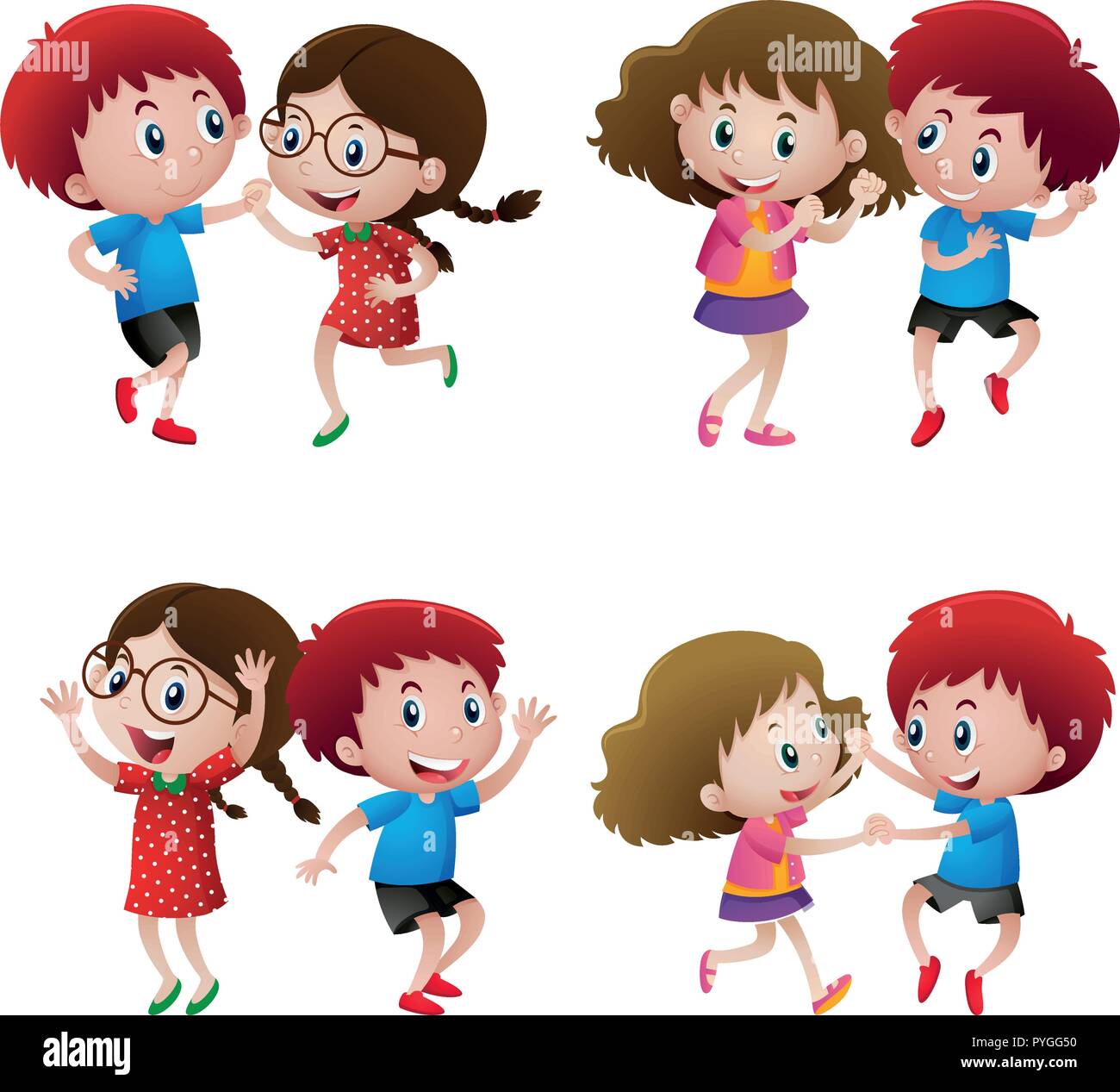 Boys and girls dancing in couple illustration Stock Vector Image & Art ...