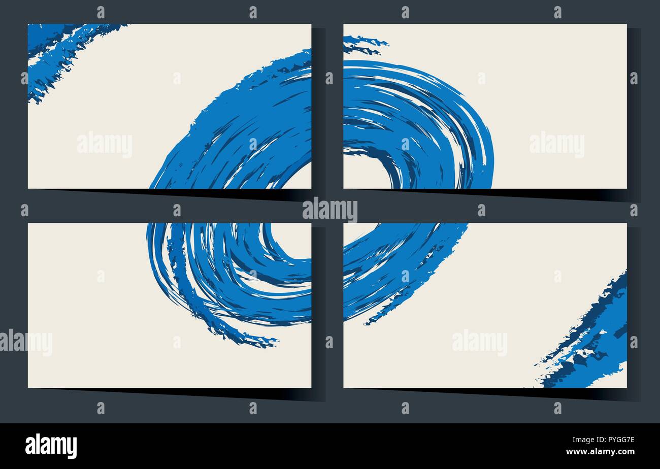 Businesscard template with blue doodles illustration Stock Vector Image