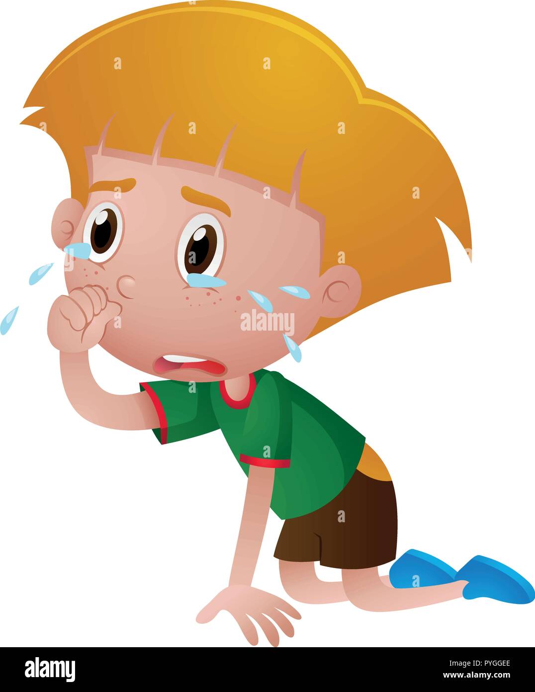 Little boy crying with tears illustration Stock Vector Image & Art - Alamy