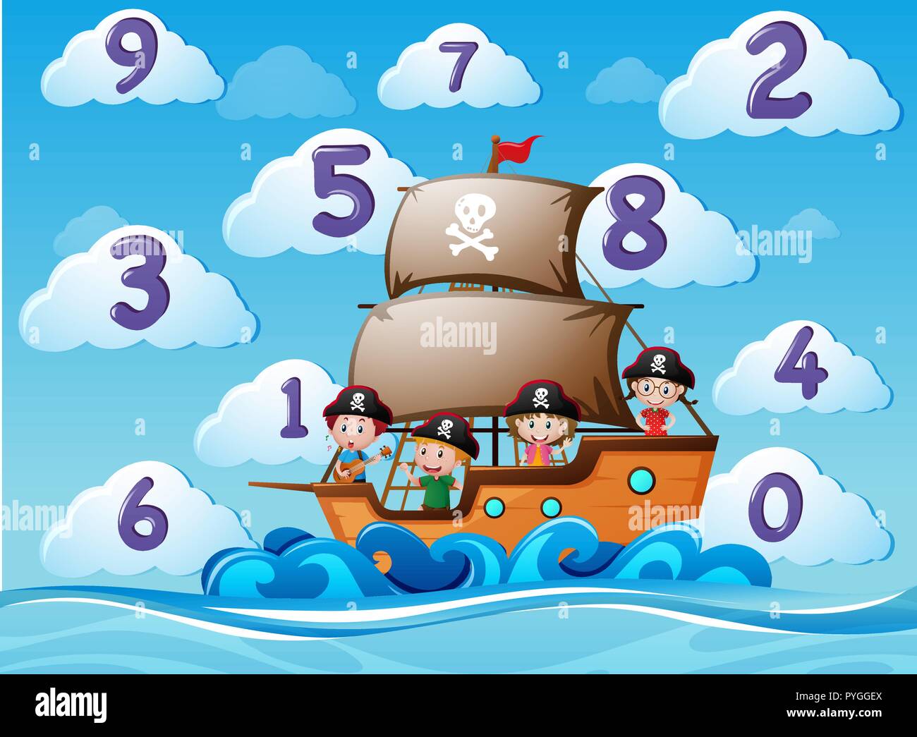 Counting Numbers With Children On Ship Illustration Stock Vector Image Counting numbers with children on ship illustration stock vector image