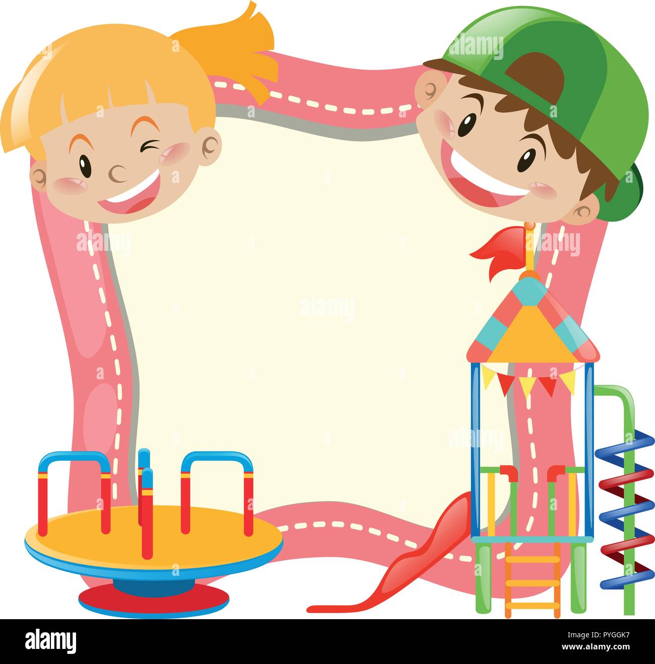 Background Template With Kids And Playground Illustration Stock