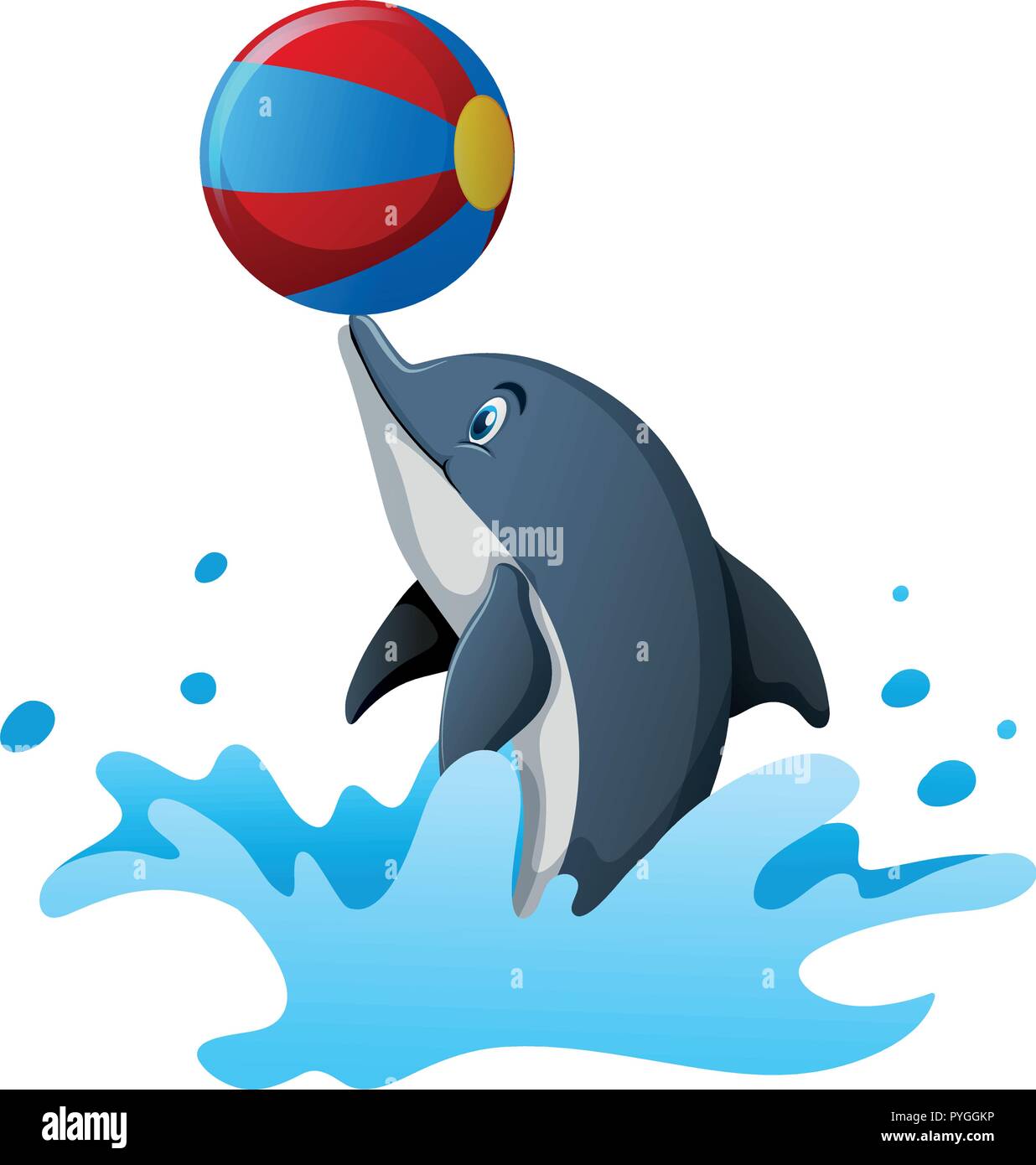 Dolphin playing ball in water illustration Stock Vector Image & Art - Alamy