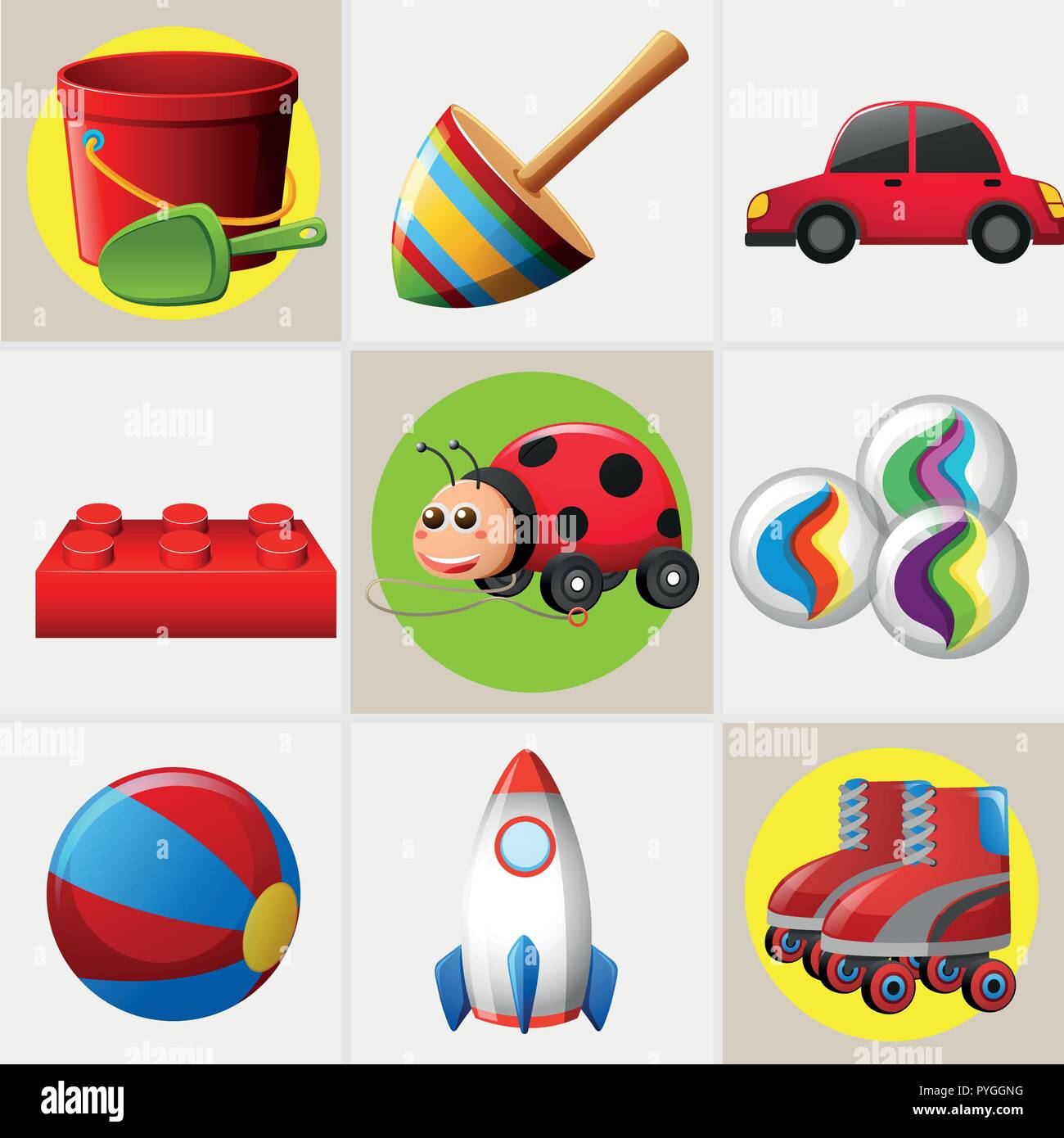 Different designs of toys illustration Stock Vector