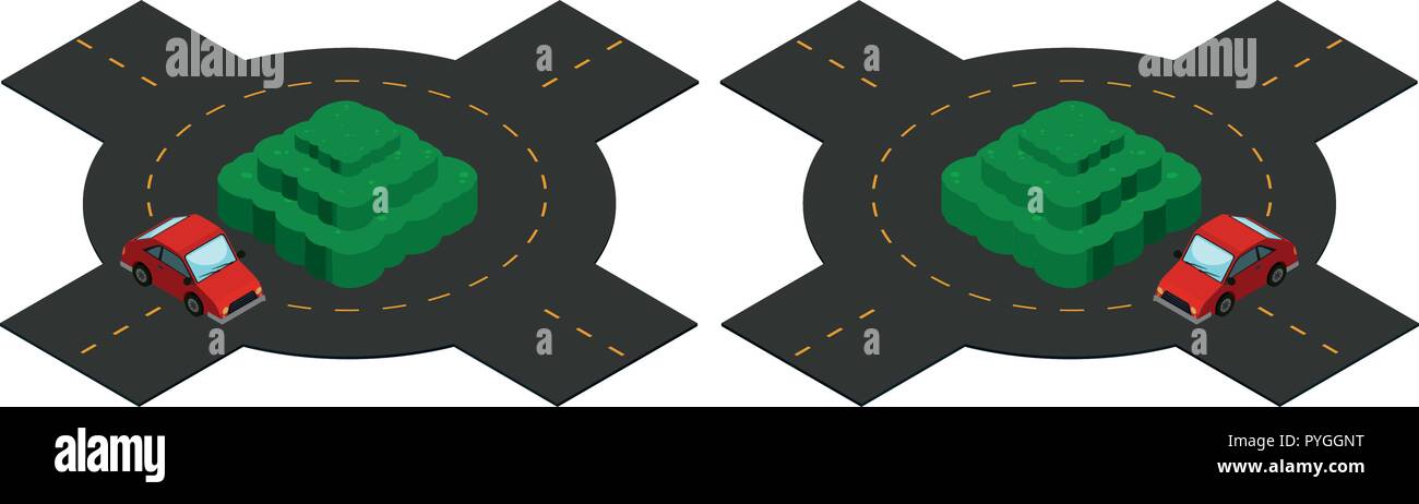3D design for roundabout with car circling illustration Stock Vector ...