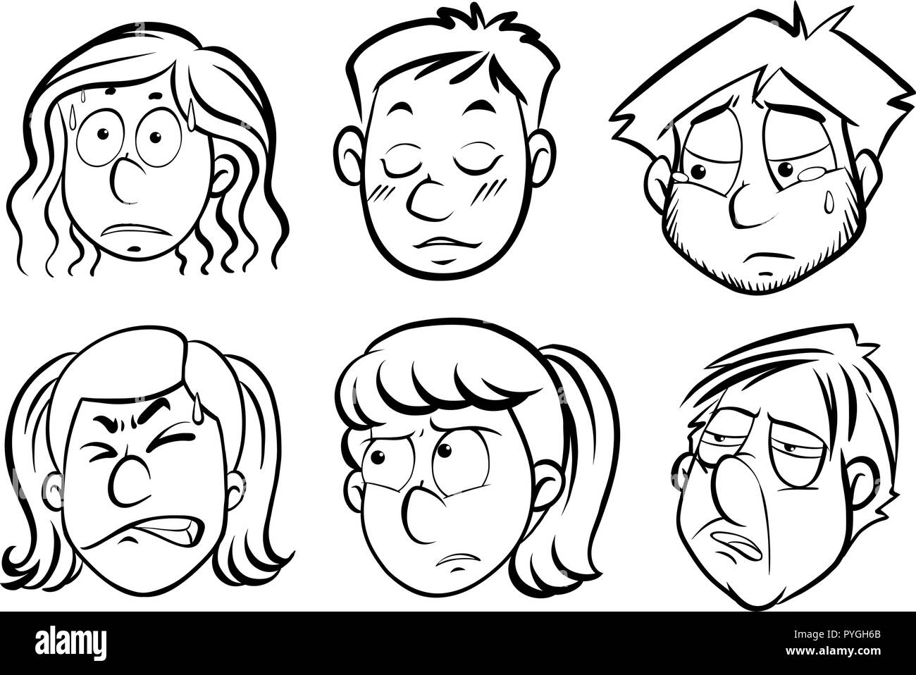 Human faces clip art Black and White Stock Photos & Images - Alamy