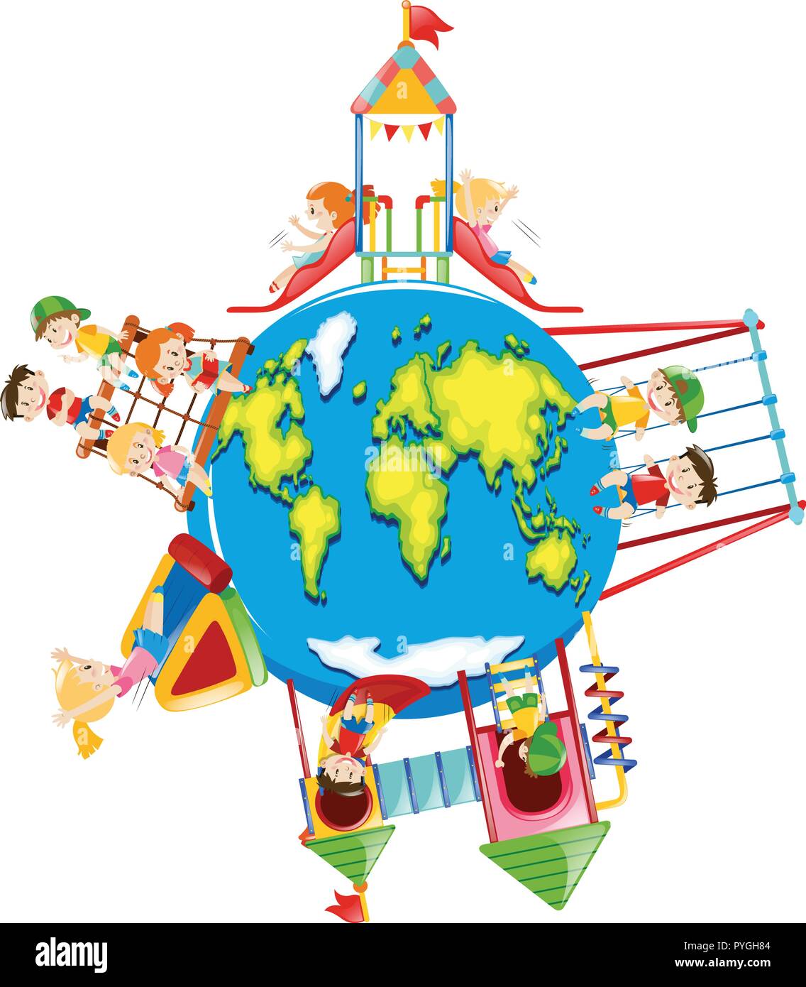 Children playing around world Stock Vector Images - Alamy