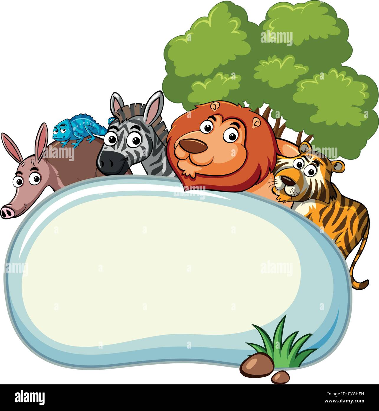 Border template with wild animals illustration Stock Vector Image & Art ...