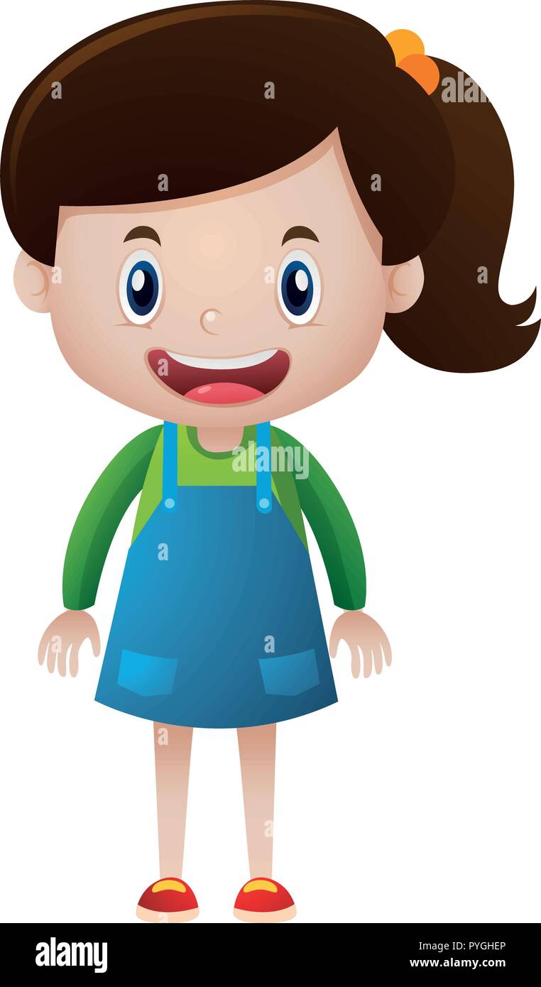 Happy girl in blue skirt illustration Stock Vector Image & Art - Alamy