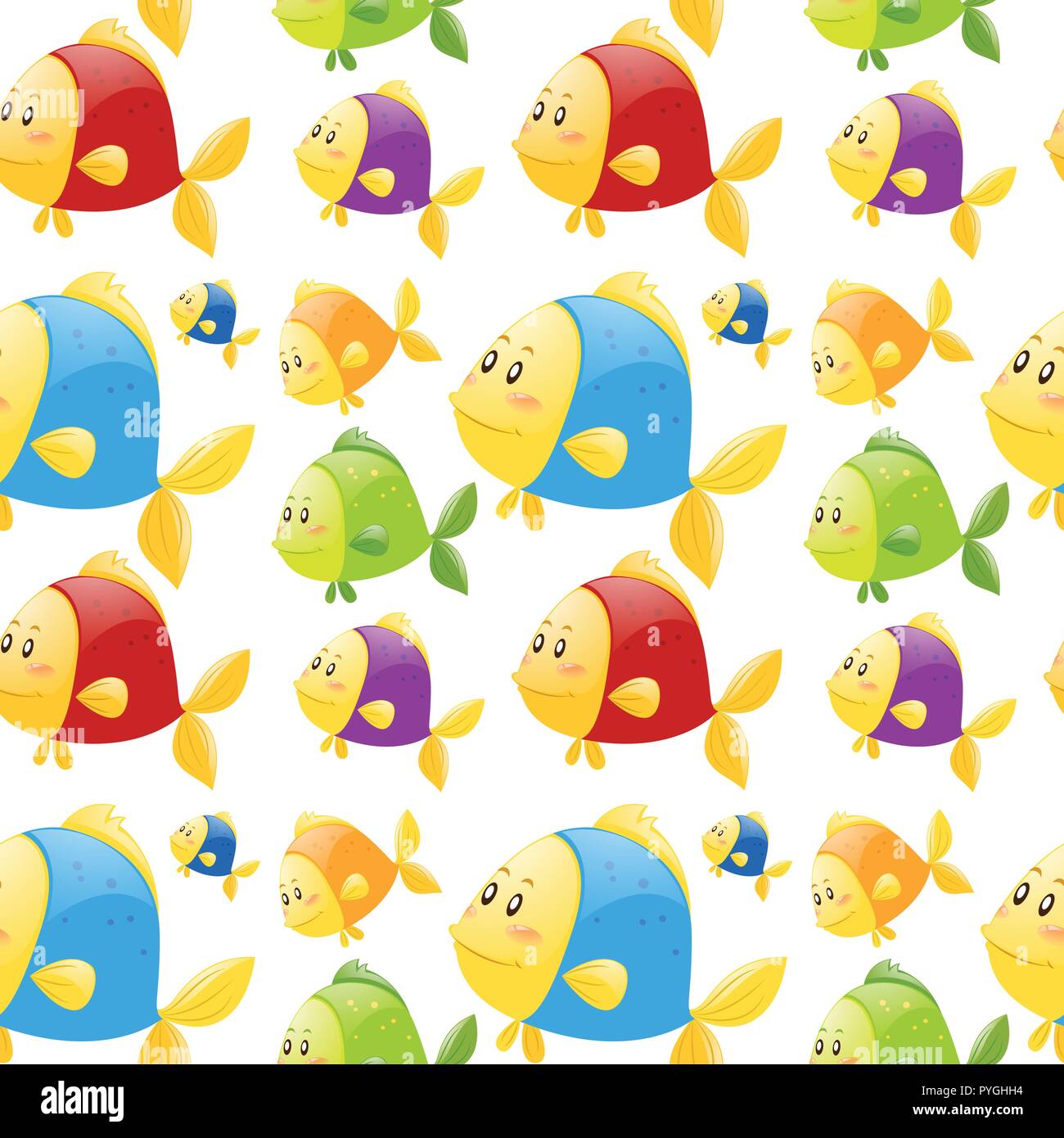 Seamless background design with colorful fish illustration Stock Vector